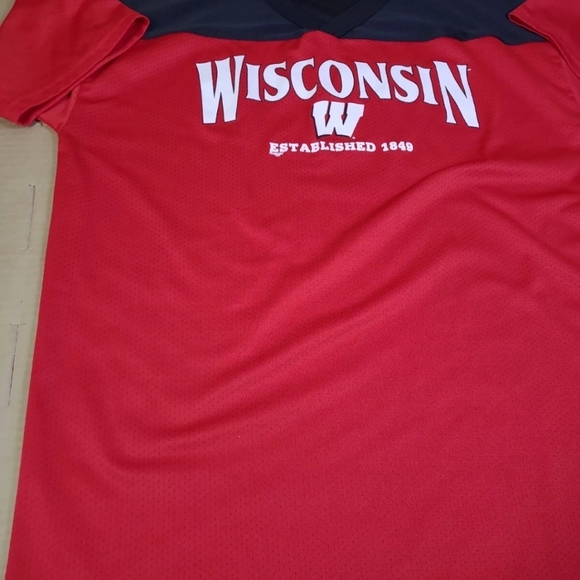 Vintage 90s Wisconsin Badgers UW Mesh Jersey T-Shirt Majestic USA Made - Picture 11 of 12